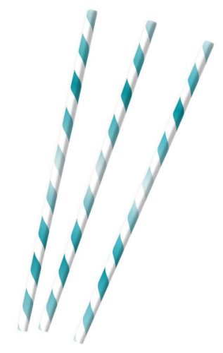 Aqua blue paper straw, 12 pcs set