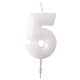 Colour White, White glitter candle number 5, 6.5 cm