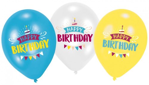 Happy Birthday Brown air-balloon, balloon 6 pieces 11 inch (27,5 cm)