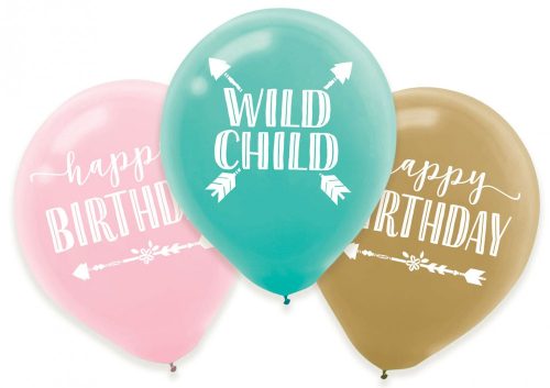 Happy Birthday Boho air-balloon, balloon 6 pieces 11 inch (27,5 cm)