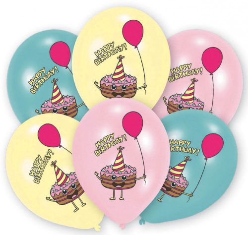 Happy Birthday Cake air-balloon, balloon 6 pcs 11 inch (27,5cm)