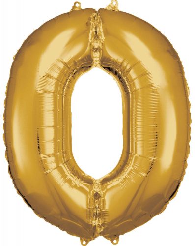 Gold, Gold giant figure foil balloon 0, 83*66 cm
