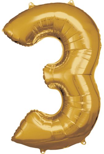 Number 3 Foil Balloon, Gold 83*53 cm