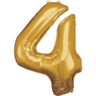 Number Gold, Giant Number 4 Foil Balloon, 86*66 cm