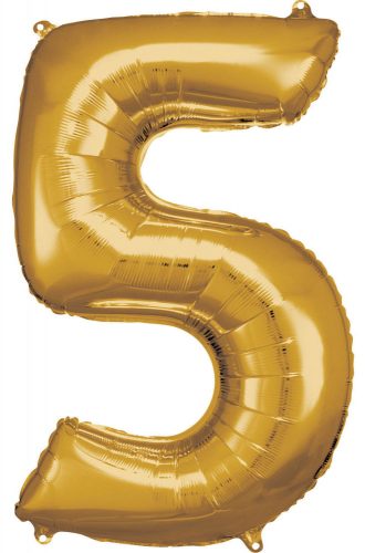 Gold, Gold giant figure foil balloon 5, 83*55 cm