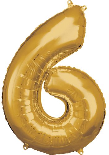 Number 6 Foil Balloon, Gold 86*58 cm