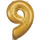 Number Gold, Giant Foil Balloon Number 9, 83*58 cm