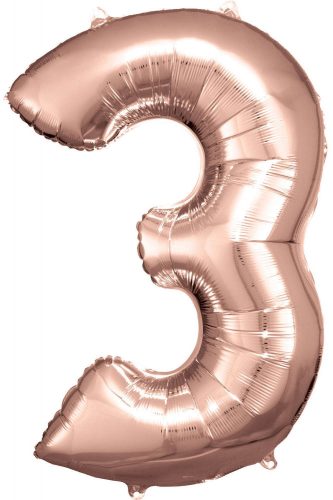 Number 3 Foil Balloon, Rose Gold 83*53 cm