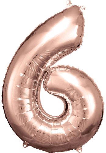 Number 6 Foil Balloon, Rose Gold 86*58 cm