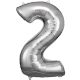 Number Silver giant number foil balloon 2, 86*53 cm