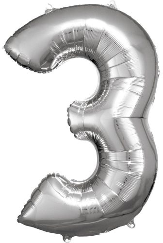 silver giant figure foil balloon 3, 83*53 cm