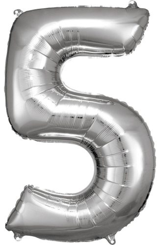 Number 5 Foil Balloon, Silver 83*55 cm