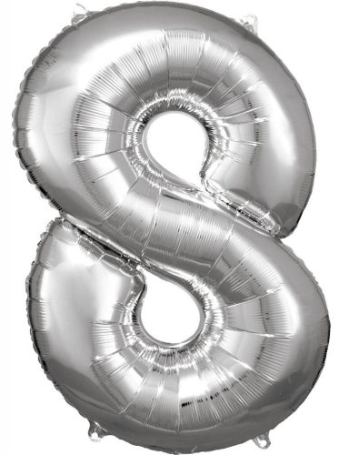 Number 8 Foil Balloon, Silver 83*55 cm