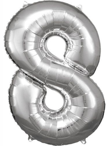 silver giant figure foil balloon 8, 83*55 cm