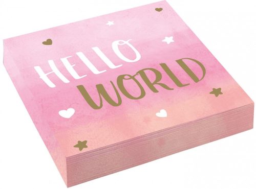 Baby Girl Hello World napkin 16 pieces 33x33 cm