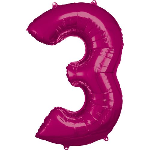 Number 3 Foil Balloon, Pink 88*53 cm