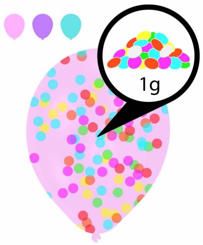 Confetti filled Droplets air-balloon, balloon 6 pieces 11 inch (27,5 cm)