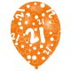 Happy Birthday 21 Orange air-balloon, balloon 6 pcs 11 inch (27,5cm)