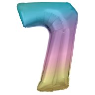 Number Pastel Rainbow giant number foil balloon 7, 83 cm