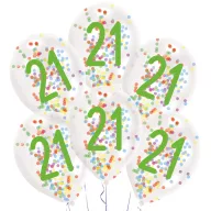   Happy Birthday Droplets Happy Birthday balloons filled with 21 confetti, 6 pcs 11 inch (27.5 cm)