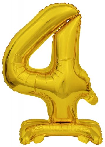 Gold, Gold mini Number 4 foil balloon with base 38 cm
