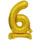 Gold, Gold mini Number 6 foil balloon with base 38 cm