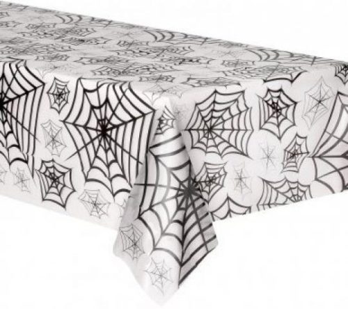 Halloween spider web transparent plastic Tablecover 274x139 cm