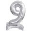 Number Silver, Silver mini number 9 foil balloon with base 38 cm