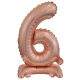 rose gold mini Number 6 foil balloon with base 38 cm