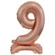 rose gold mini Number 9 foil balloon with base 38 cm