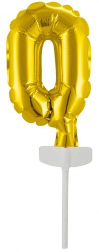 gold, Gold number 0 foil balloon for cake 13 cm