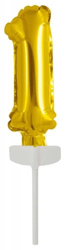 gold, Gold number 1 foil balloon for cake 13 cm