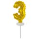 gold, Gold Number 3 foil balloon for cake 13 cm