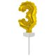 gold, Gold Number 3 foil balloon for cake 13 cm