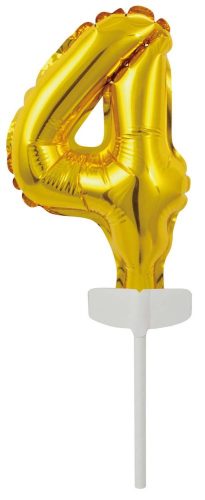 Gold, Gold Number 4 foil balloon for cake 13 cm