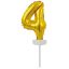 Number Gold, Number 4 foil balloon for cake 13 cm