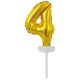 Number Gold, Number 4 foil balloon for cake 13 cm