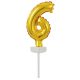 gold, Gold Number 6 foil balloon for cake 13 cm