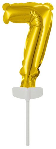 gold, Gold Number 7 foil balloon for cake 13 cm