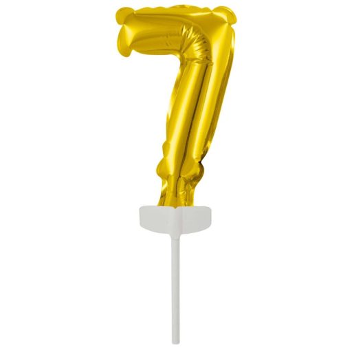 Number Gold, Number 7 foil balloon for cake 13 cm