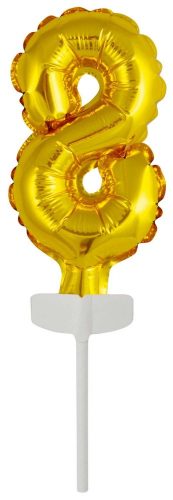 gold, Gold Number 8 foil balloon for cake 13 cm