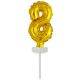 gold, Gold Number 8 foil balloon for cake 13 cm