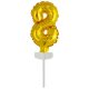 Number Gold 8 foil balloon for cake 13 cm