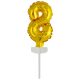 gold, Gold Number 8 foil balloon for cake 13 cm