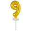 Number Gold, Gold number 9 foil balloon for cakes 13 cm