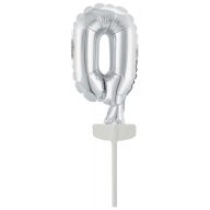 Number Silver, Silver 0 number foil balloon for cake 13 cm