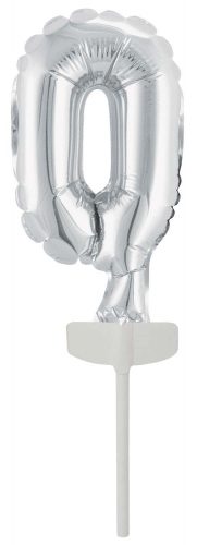 silver, Silver number 0 foil balloon cake 13 cm