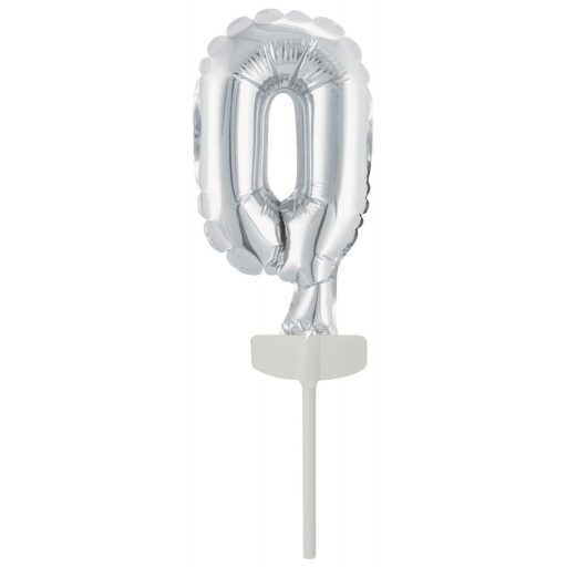 Number Silver, Silver 0 number foil balloon for cake 13 cm