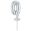Number Silver, Silver 0 number foil balloon for cake 13 cm