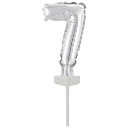 Number Silver 7th Number Foil Balloon for Cake 13 cm